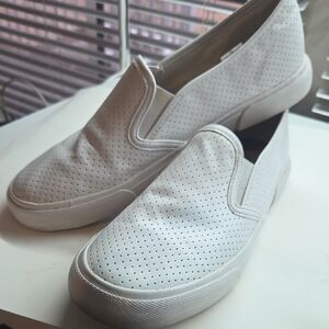 Women's Classic White Perforated Slip-On Sneakers